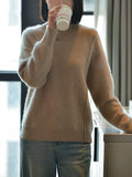 100% Pure Wool Sweater Women's Autumn/Winter Half High Collar Solid Color