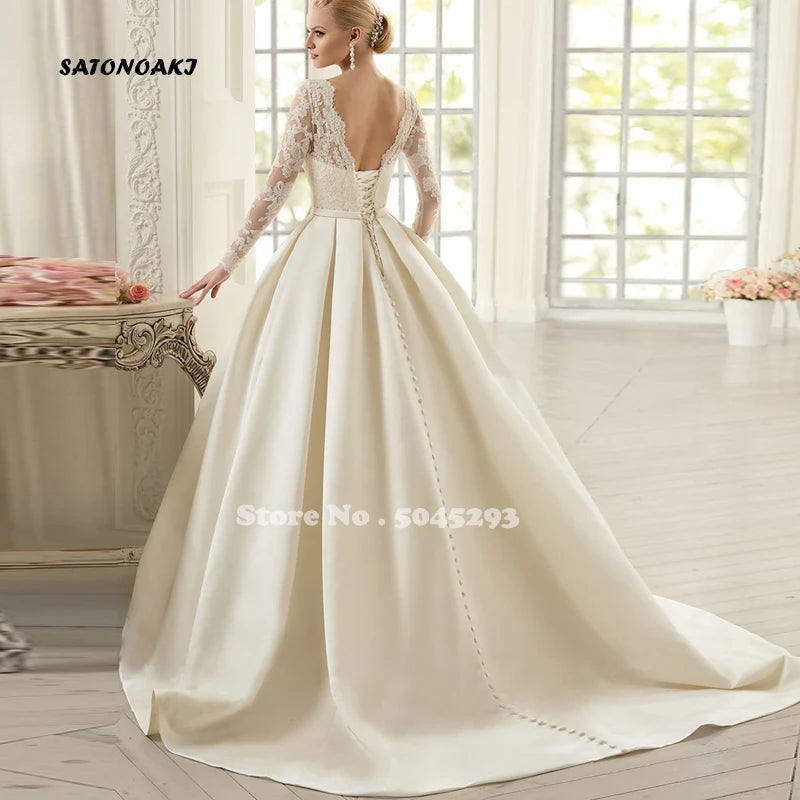 Vestidos De Novia Simple Ivory Satin Wedding Dresses