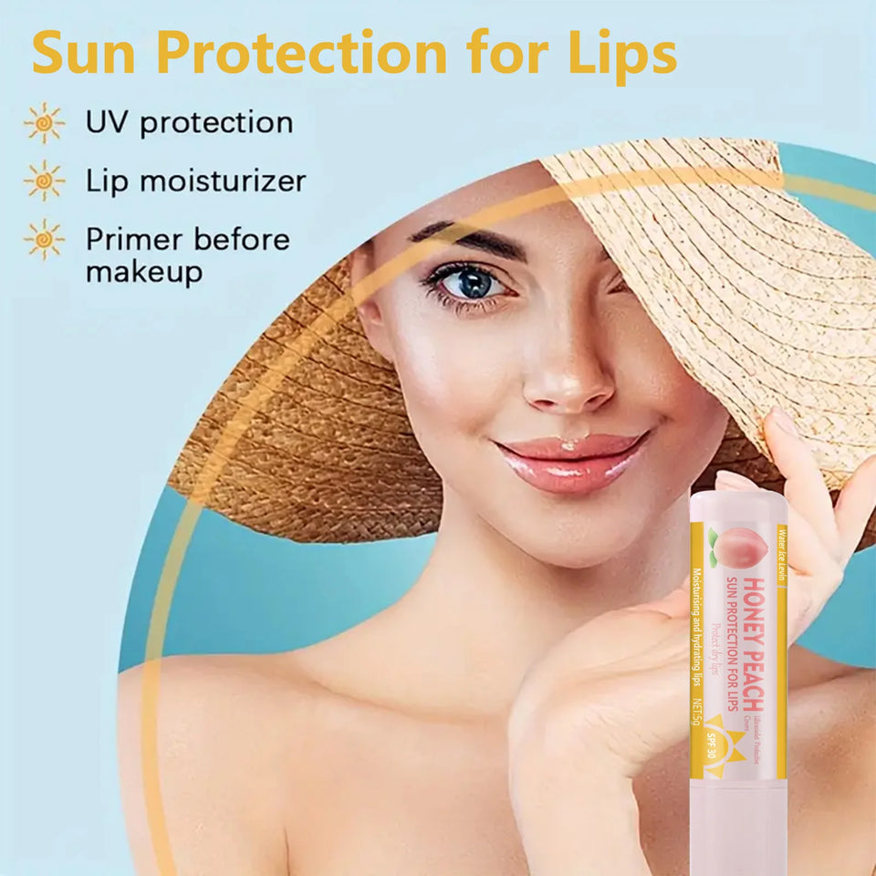 Peach and Banana Sunscreen Lip Balm SPF 30 UVA Protects Lips Moisturizing Colorless lip balm