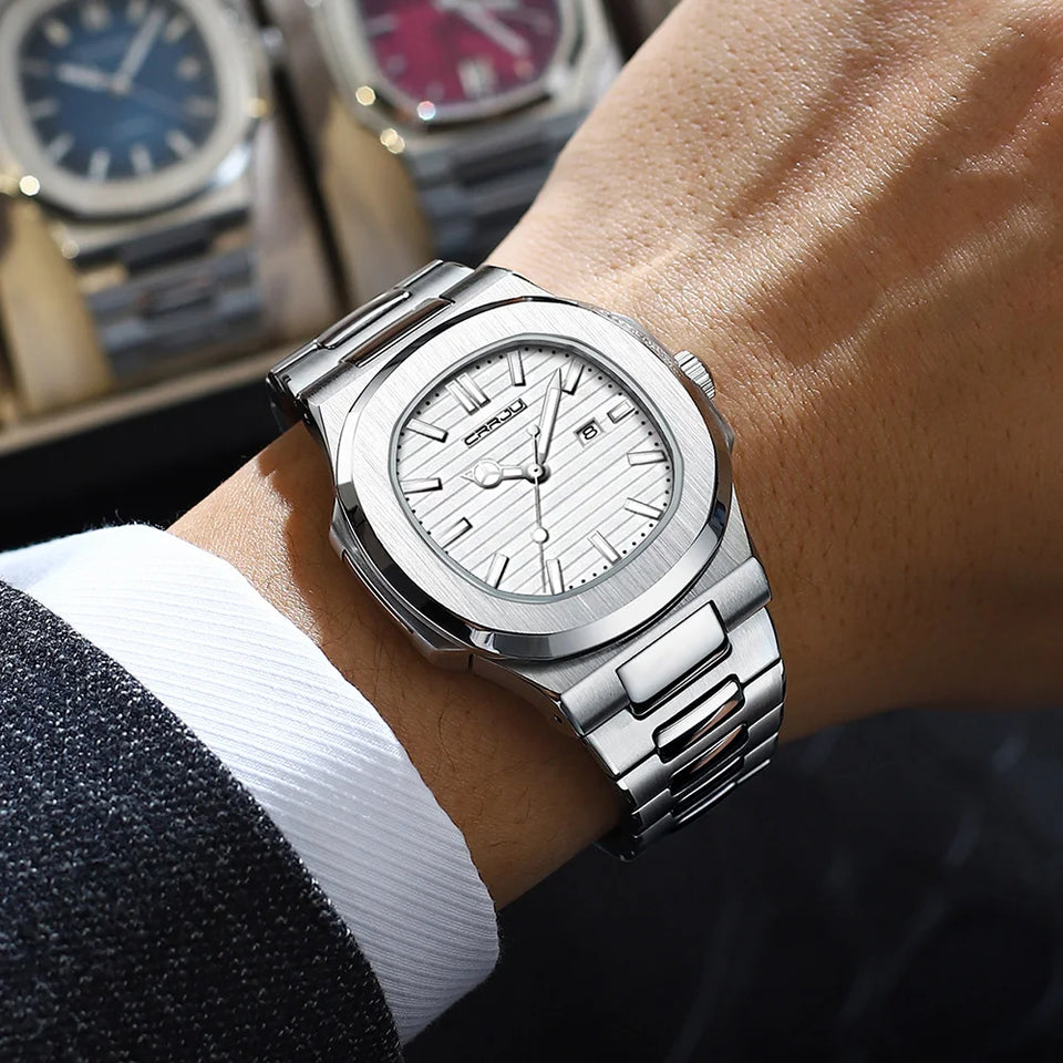 Luxury Man Wristwatch Business Stainless Steel Quartz Men Watch Waterproof