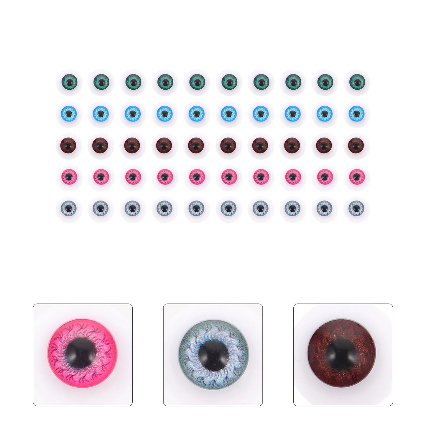 50 Pcs Supplies Artificial Eyes Halloween Toys Half Eyeballs Props Acrylic DIY Material For Color contact lenses