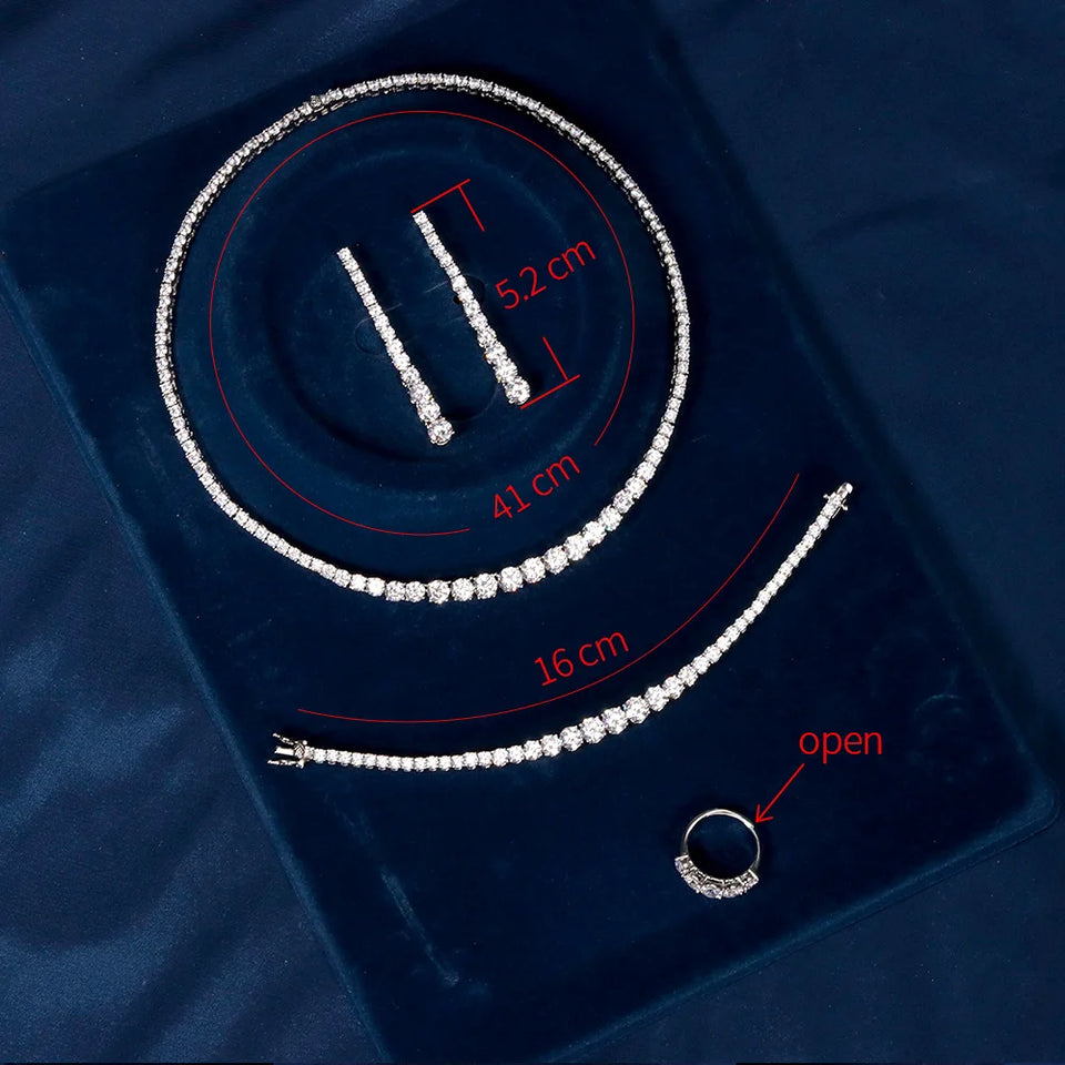 JEWEL 4pcs Bridal Cubic Zirconia Jewelry Sets For Women Party Luxury Dubai Nigeria CZ Crystal Wedding Jewelry Sets