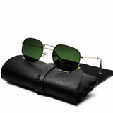 Metal Vintage Sunglasses Men Luxury Brand Polygon Glasses Men