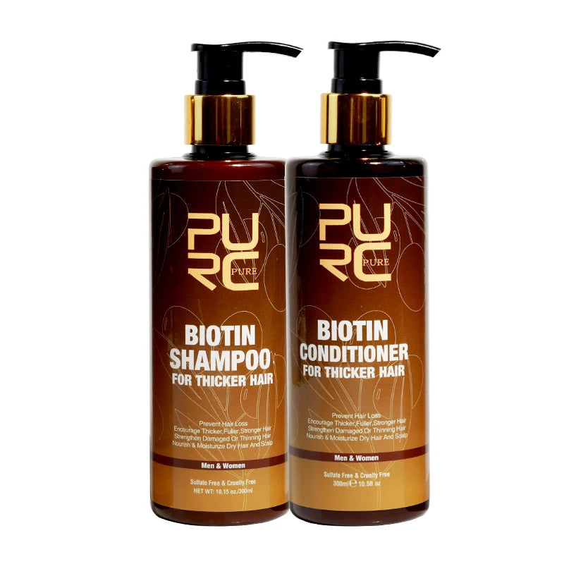 PURC Biotin Hair Shampoo Conditioner for Men Women Scalp Treatment Cleaning Hair Root Nourish Smooth Hair Oil Care Products Set