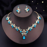 Water drop Butterfly Bridal Jewelry Sets for Women Earring Necklace Set Rhinestone Crystal Wedding Jewelry Sets 3 Pcs Gifts