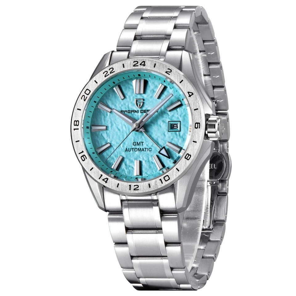 New 39mm Desert Texture Luxury Men Watches GMT Automatic Mechanical Business Dress Sapphire 10Bar Luminous ﻿