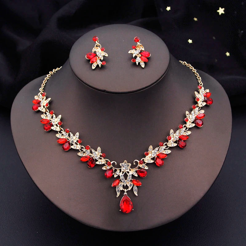Water drop Butterfly Bridal Jewelry Sets for Women Earring Necklace Set Rhinestone Crystal Wedding Jewelry Sets 3 Pcs Gifts