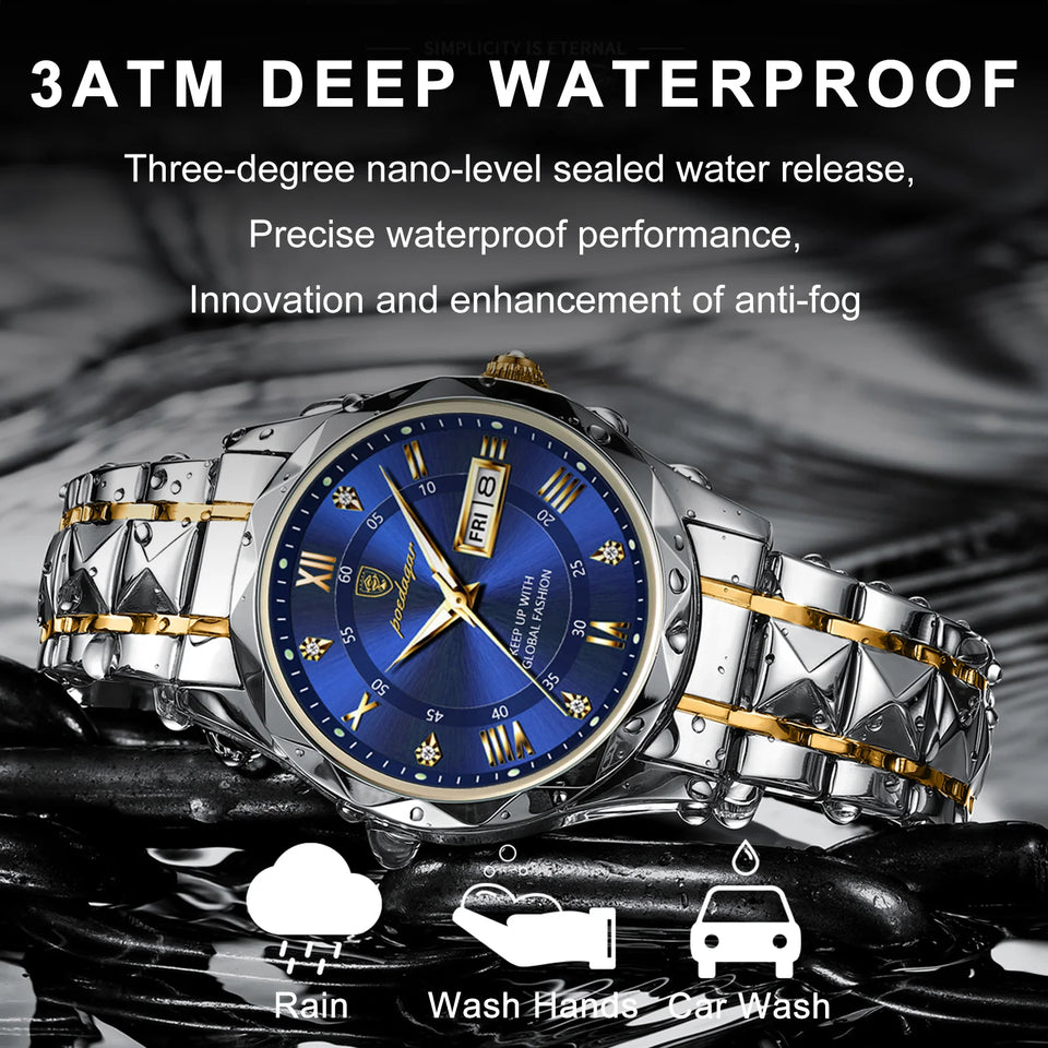 Brand Luxury Man Wristwatch Waterproof Luminous Date Week Men Watches Stainless