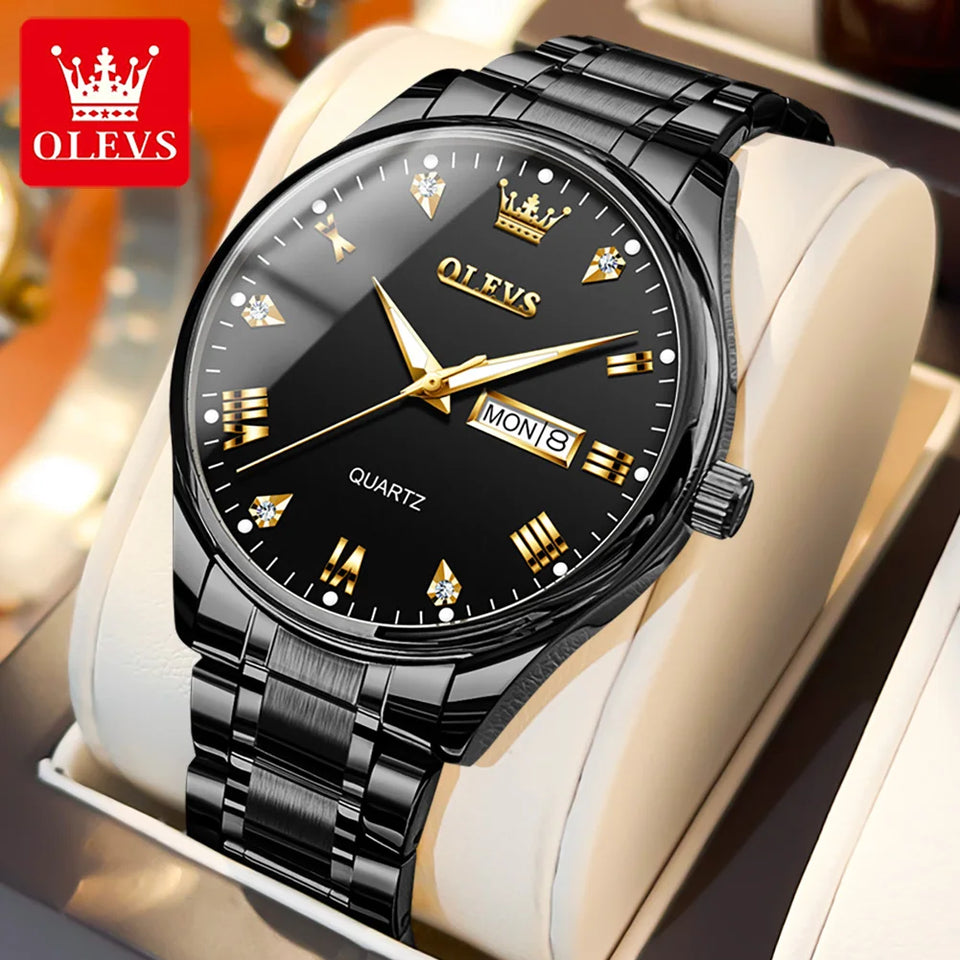 OLEVS High Quality Luxury Couple Watch For Men Women Stainless Steel Original Watches Top Brand Waterproof Couple Wrist Watches