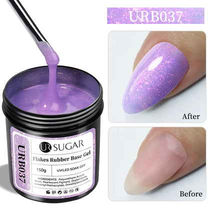 UR SUGAR 150g Rubber Base Gel Nail Polish Sparking Aurora Glitter Rubber Varnish Soak Off Semi permanent UV LED Gel Manicure