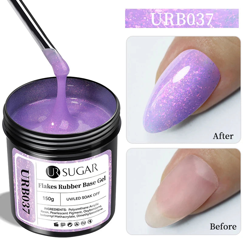 Rubber Base Gel Nail Polish Sparking Aurora Glitter Rubber Varnish Soak Off Semi permanent