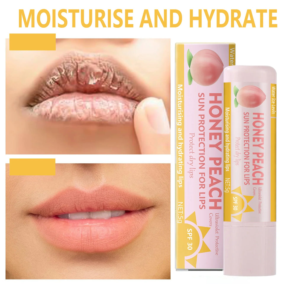 Peach and Banana Sunscreen Lip Balm SPF 30 UVA Protects Lips Moisturizing Colorless lip balm