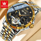 OLEVS Skeleton Multifunctional Men's Watch Automatic Mechanical Luxury Wrist Watch For Men Waterproof Stainless Steel Strap 6691