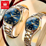 OLEVS High Quality Luxury Couple Watch For Men Women Stainless Steel Original Watches Top Brand Waterproof Couple Wrist Watches