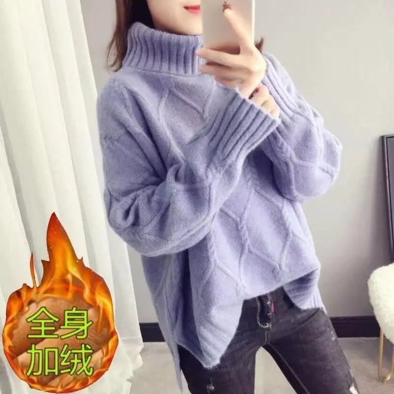 Autumn Winter New Fashion High Collar Long Sleeve Solid Sweaters Women's Clothing