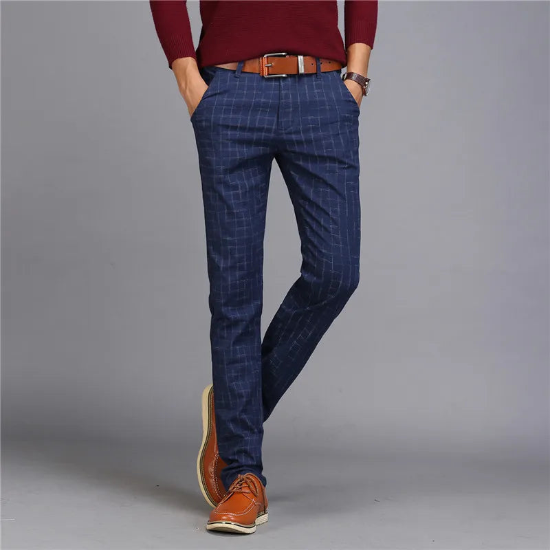 Spring Summer New Casual Pants Men Cotton Slim Fit Chinos Fashion Trousers