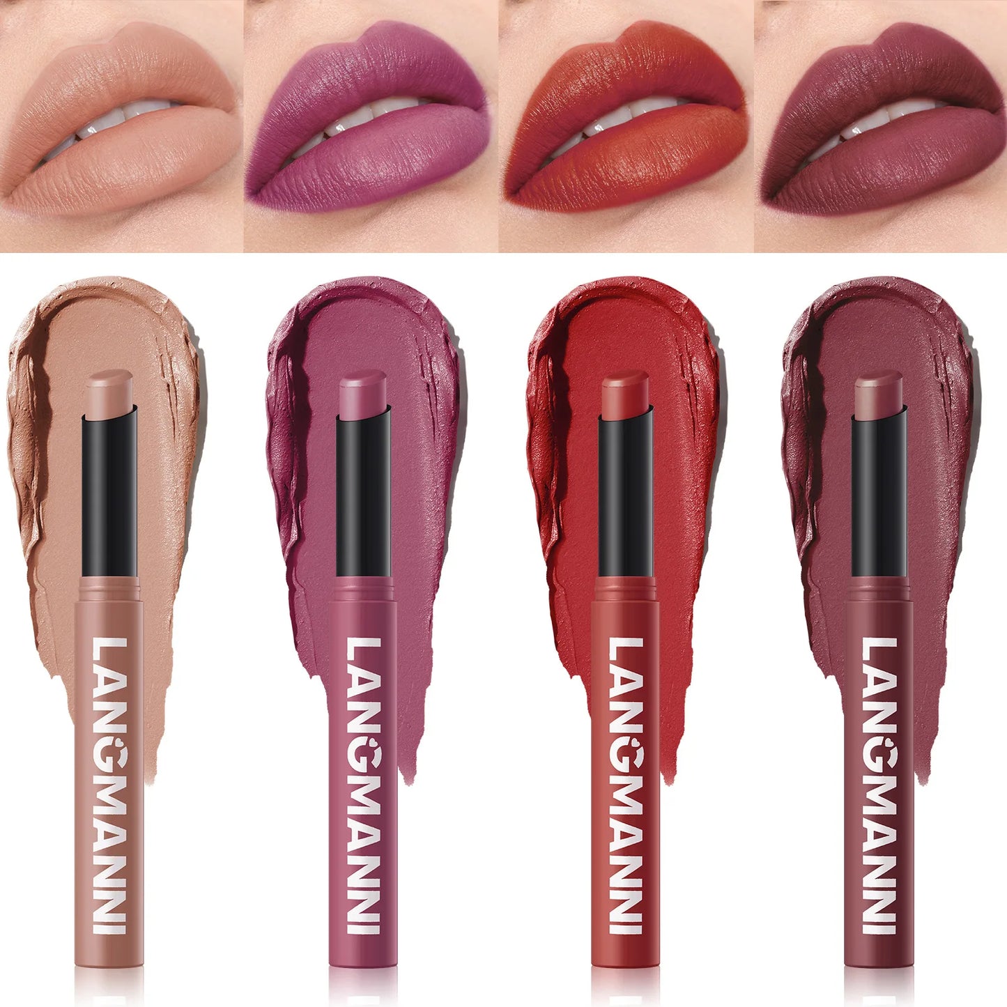 12 Colors Matte Lipstick Pen Waterproof Nude Lip Gloss