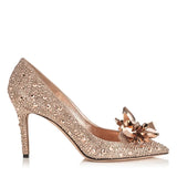 Red Crystal Covered Pointy Toe Pumps Luxury Rhinestone Cinderella Heels Wedding Shoes Bridal Stiletto Heel Women Shoes