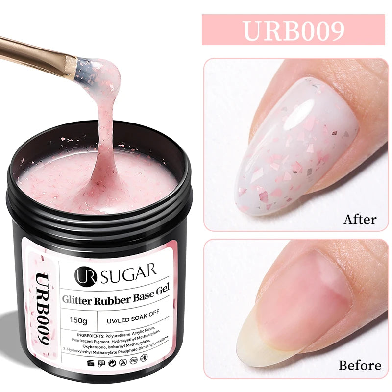 UR SUGAR 150g Rubber Base Gel Nail Polish Sparking Aurora Glitter Rubber Varnish Soak Off Semi permanent UV LED Gel Manicure