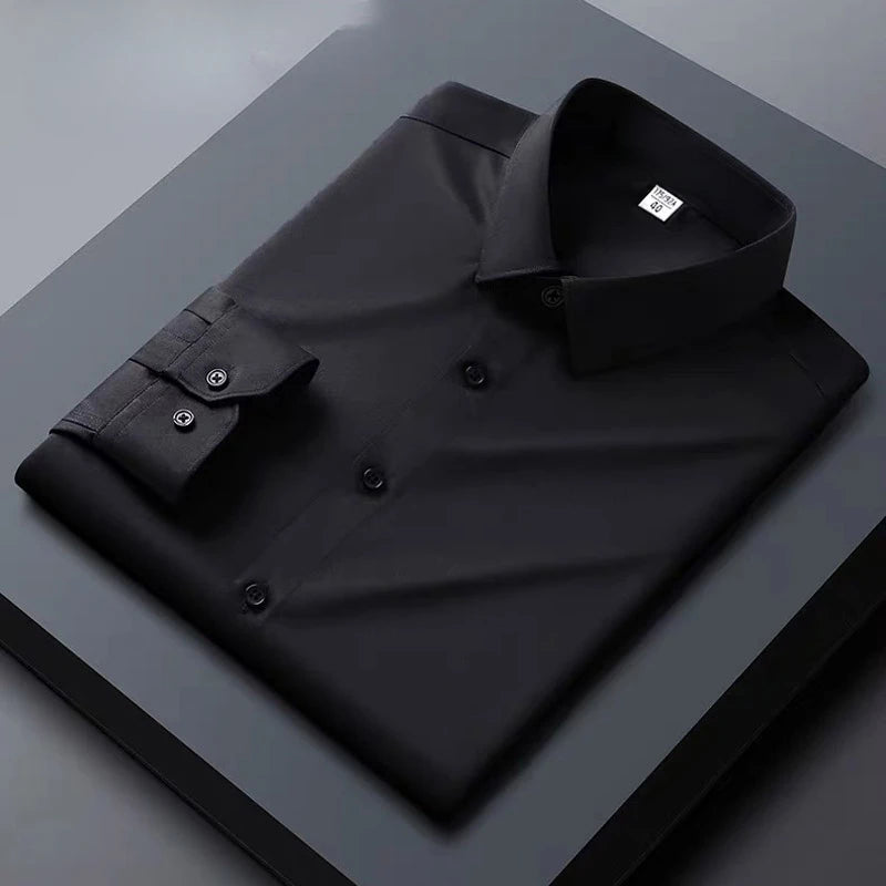 High end black men's shirt long sleeved Spring and Autumn 2024 new shirt jacket men's high-end feeling