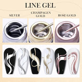 Gold Metallic Liner Painting Gel Nail Polish Chrome Silver Super Bright Mirror Effect