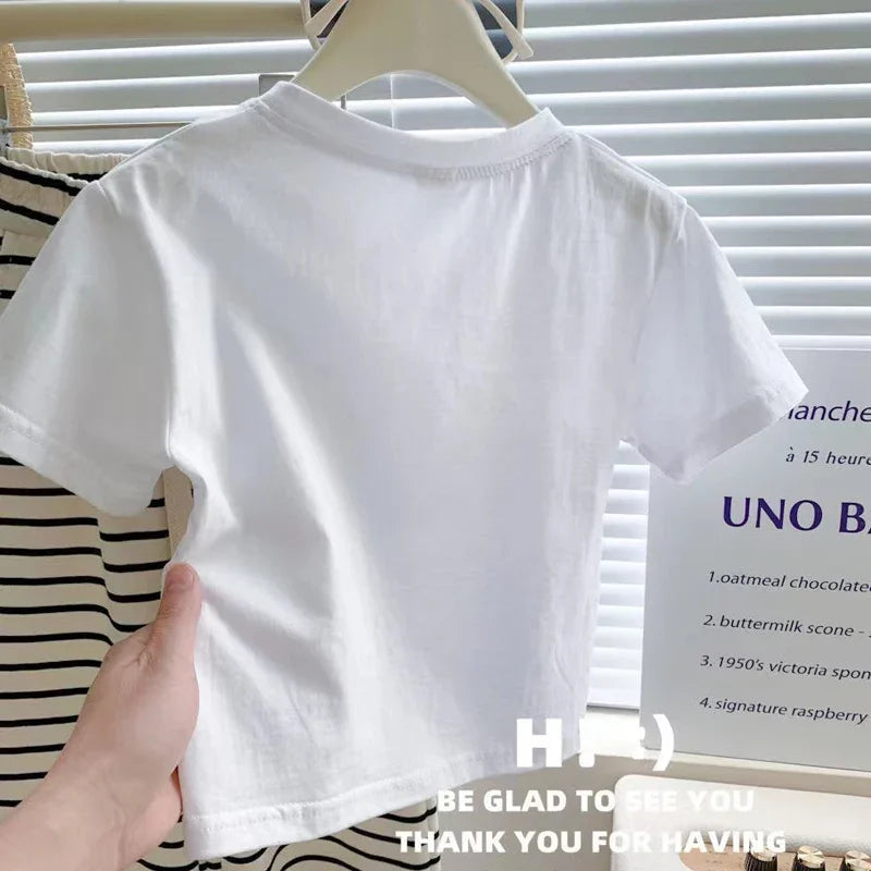 Comfortable Letter T-shirt+Stripe Loose Fitting Pants 2Pcs Suit For Kids Children Outfit