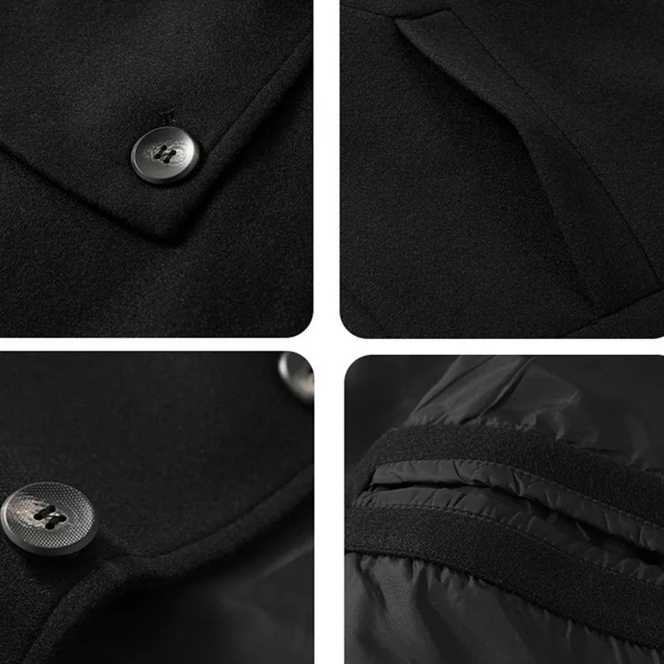 Woolen Jacket Men Plus Size 12XL Solid Color Jackets Woolen Coats Male Autumn Winter Long Style Jacket Fashion Casual