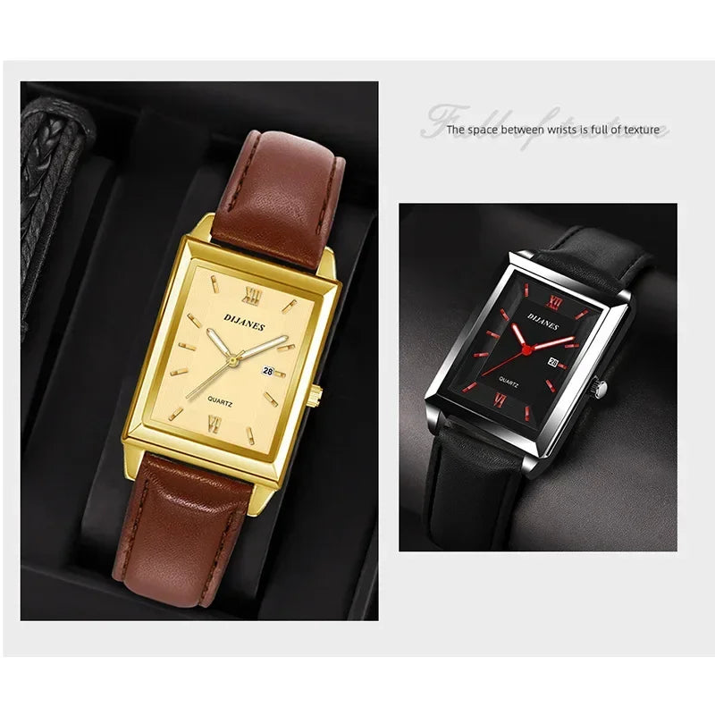 New Men Watch Light Luxury Brand Business Watches for Men Square Business Wristwatches Luxury Clock Relojes De Hombre