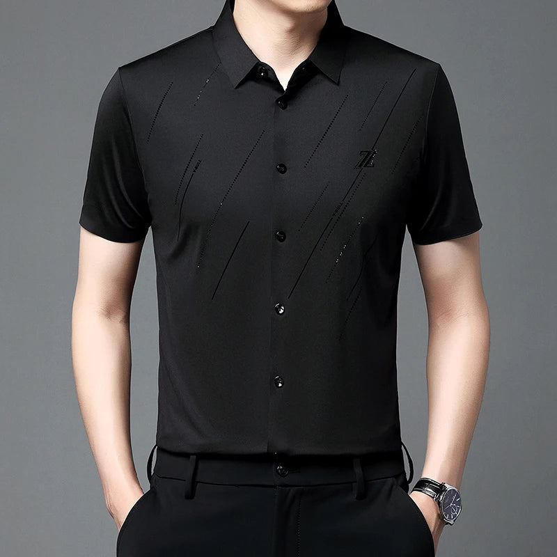 Men's Short-sleeved Shirt Summer New Ice Silk T-shirts
