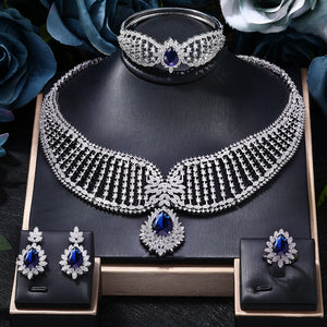 4-Piece Jewelry Set Angel Design Bride Necklace Earring Set AAA Cubic Zirconia Women's Wedding Accessories