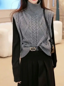 Fashion Luxurious Temperament Goddess Versatile Pullover Solid Knitted Vest
