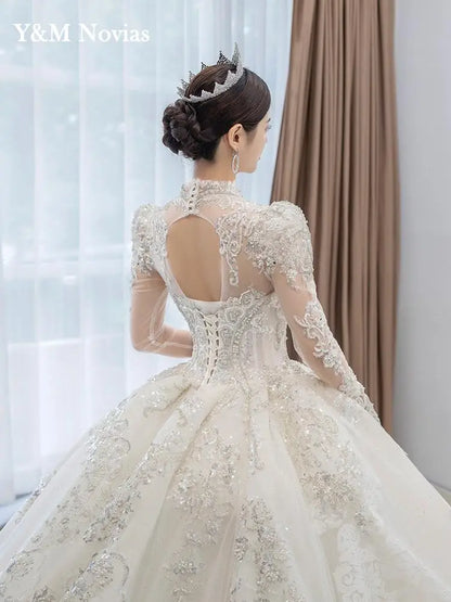 Luxury Bedading Long Sleeve Winter Wedding Dress