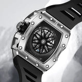 BRUBOSES-Men's Mechanical Watch with Sapphire Crystal, 316L Stainless Steel Case, Tonneau Watch, Casual Fashion