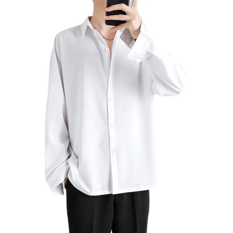 Shirt Men Solid  Long sleeved Shirt For Men Korean Fashion Shirts