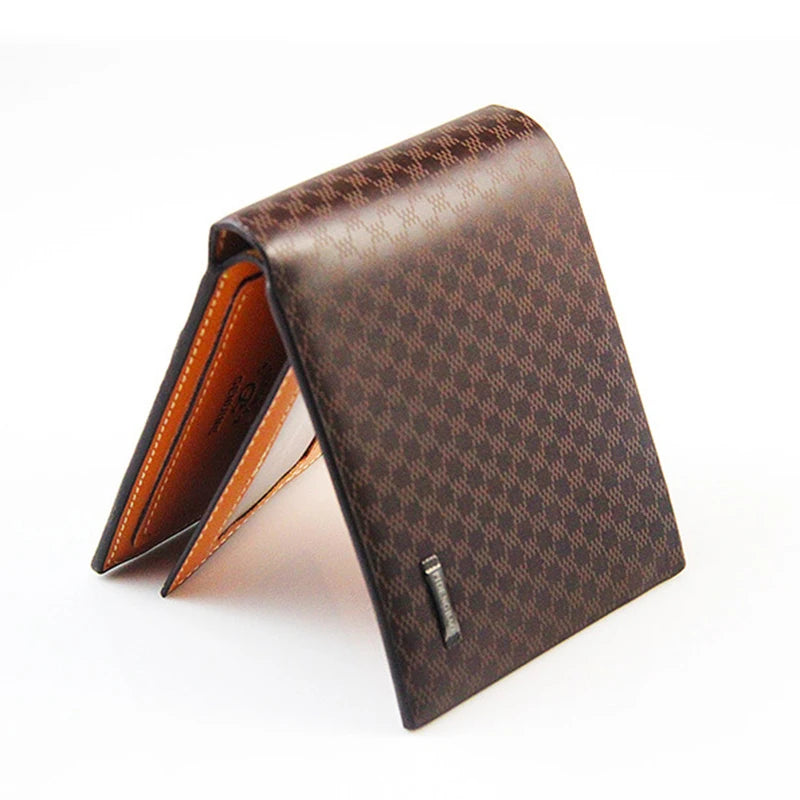 Leather Wallet Luxury Short Card Holder Purse for Male Business Fold Portable Rfid Wallets for Man Money Bag