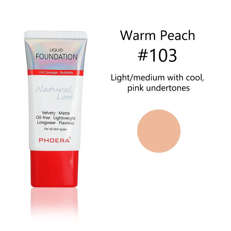 Liquid Foundation Mineral Touch Oil Control Matte Skin-Friendly Makeup Full Coverage 24Hour Long Lasting Cosmetic