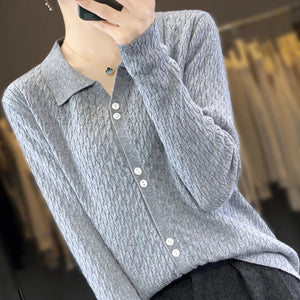 New lapel Cashmere cardigan women fashion Cashmere sweater women casual Cashmere cardigan Coat