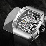 BRUBOSES-Men's Mechanical Watch with Sapphire Crystal, 316L Stainless Steel Case, Tonneau Watch, Casual Fashion