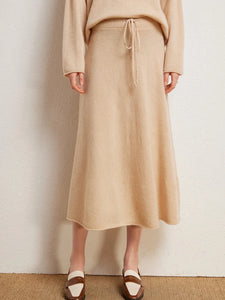 Autumn Winter 100% Cashmere Sweater Luxury Women's  Pullover Skirt Two Pieces Set