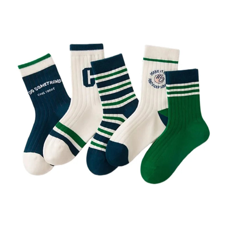 5 Pairs Children's Socks Boys Autumn Cotton Socks