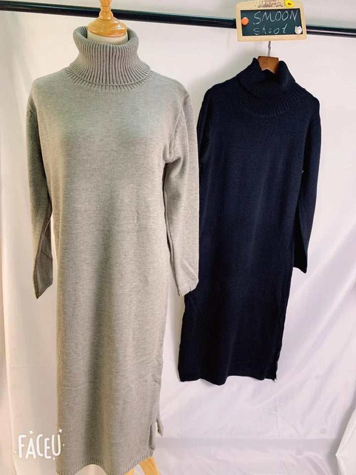 Wool Winter Womens Dress Fall Sweater Women Dress Long Sleeve Knitted Dresses