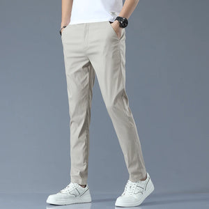 Slim Fit Casual Pants Men Lightweight Classic Straight Trousers for Men Breathable Cotton