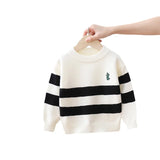 Winter Toddler Boy Pullovers Cotton Cartoon Printed Long Sleeve Baby Boy Sweater Casual Striped Knitted Children Boys Top
