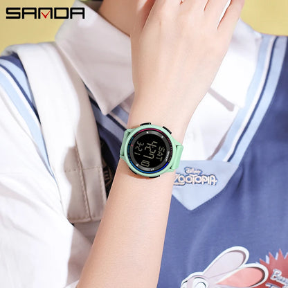 SANDA Children Fashion Digital Movement Teenager Students Hand Clock Trendy Water Resistant Outdoor