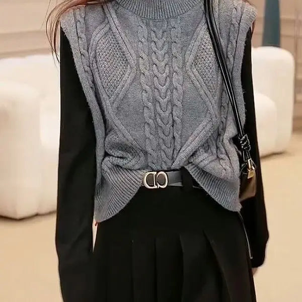 Fashion Luxurious Temperament Goddess Versatile Pullover Solid Knitted Vest