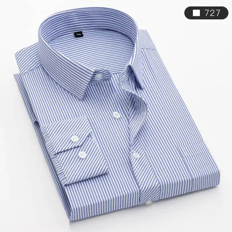 Summer men's long-sleeved shirt spring and summer ice silk thin stripes business casual high-quality work clothes wear fashion