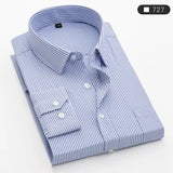 Summer men's long-sleeved shirt spring and summer ice silk thin stripes business casual high-quality work clothes wear fashion