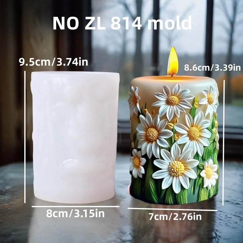 candle silicone mold flower bouquet relief resin mould blooming flower gypsum molds