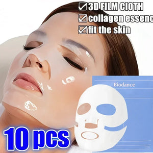 10Pcs Bio-Collagen Face Mask Firming Nourish Brightening Soft Gel Split Mask Shrink Pores Deep Hydrating Night Moisturized Masks