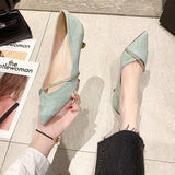 new Korean version of fashion temperament hollow French female pointed thin heel heel